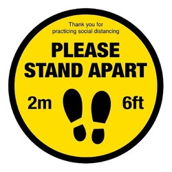 Horecaplaats.nu | Social distancing vloersticker 'Please Stand Apart' 20cm