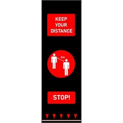 Horecaplaats.nu | Social distancing vloermat 200x65cm 'Keep your distance' rood - mensen
