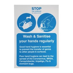 Horecaplaats.nu | Vinylsticker A4 'Wash & sanitise your hands regularly'