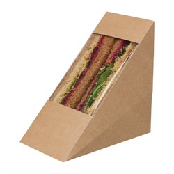 Horecaplaats.nu | Colpac Zest driehoekige kraft sandwichboxen met acetaat venster (500 stuks)