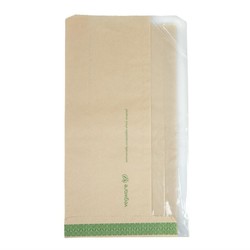 Horecaplaats.nu | Vegware composteerbare vetbestendige zakken met PLA venster 280x150mm (1000 stuks)