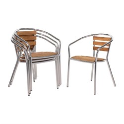 Horecaplaats.nu | Bolero aluminium en essenhouten stoelen met armleuning (4 stuks)