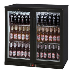 Horecaplaats.nu | Bar koelkast met 2 glazen deuren 208 liter zwart