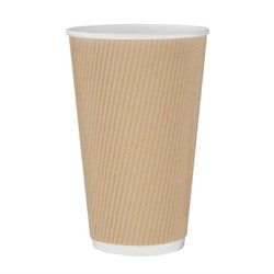 Horecaplaats.nu | Fiesta Recyclable koffiebeker ribbelwand kraft 455ml (25 stuks)