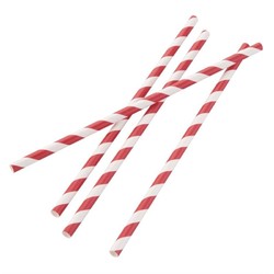 Horecaplaats.nu | Fiesta Compostable composteerbare papieren rietjes 210mm rood-wit  Individueel verpakt (250 stuks)