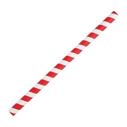 Horecaplaats.nu | Fiesta Compostable rood/wit gestreepte papieren smoothierietjes 21cm