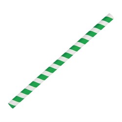 Horecaplaats.nu | Fiesta Compostable groen/wit gestreepte papieren smoothierietjes 21cm