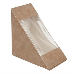 Horecaplaats.nu | Colpac recyclebare driehoekige kraft sandwichboxen met PLA-venster (500 stuks)