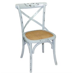 Horecaplaats.nu | Bolero houten stoel met gekruiste rugleuning antiek blue wash