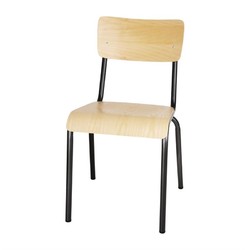 Horecaplaats.nu | Bolero Cantina stoelen met houten zitting en rugleuning metallic grijs (4 stuks)