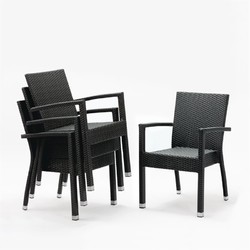 Horecaplaats.nu | Bolero polyrotan stoelen met armleuning antraciet (4 stuks)