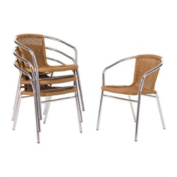 Horecaplaats.nu | Bolero aluminium en polyrotan stoel naturel (4 stuks)