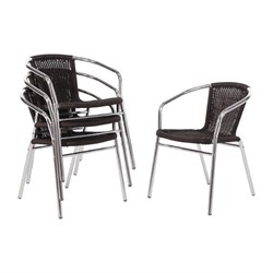 Horecaplaats.nu | Bolero aluminium en polyrotan stoelen zwart (4 stuks)