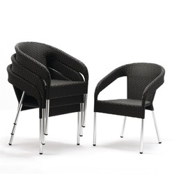 Horecaplaats.nu | Bolero polyrotan indoor/outdoor stoelen houtskool (4 stuks)