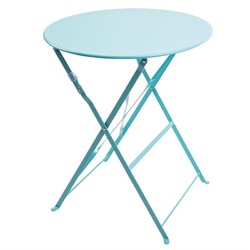 Horecaplaats.nu | Bolero ronde stalen opklapbare tafel turquoise 59,5cm