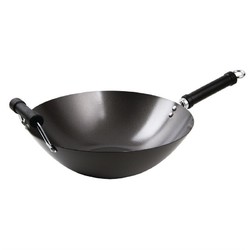 Horecaplaats.nu | Anti-kleef inductie wok met platte bodem 35,5cm